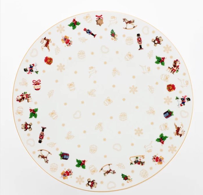 Piatto panettone natalizio in porcellana - diam. 29 cm - Linea Xmas - Weissestal